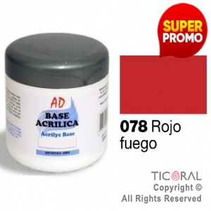 BASE ACRILICA AD 078 ROJO FUEGO 200ML X 3 UNIDADES